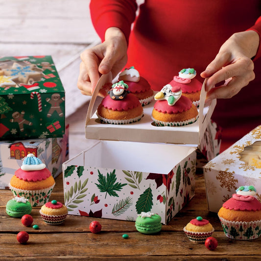 Boîtes à 4 Cupcakes - Flocons dorés