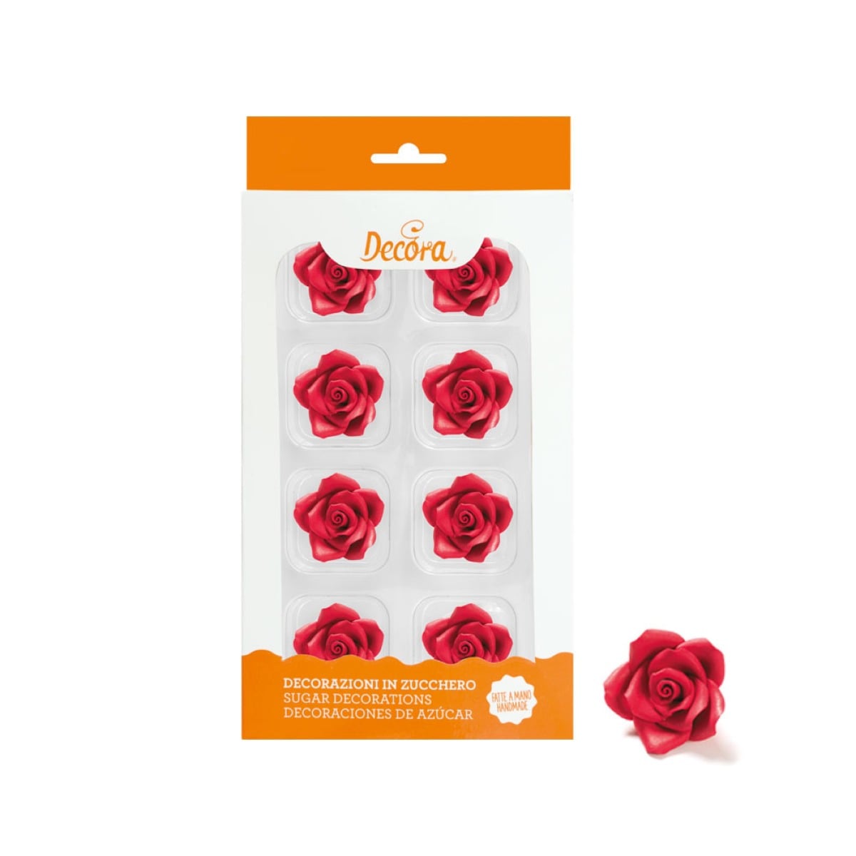 Décorations en sucre - Rose rouge ø 3,5 cm