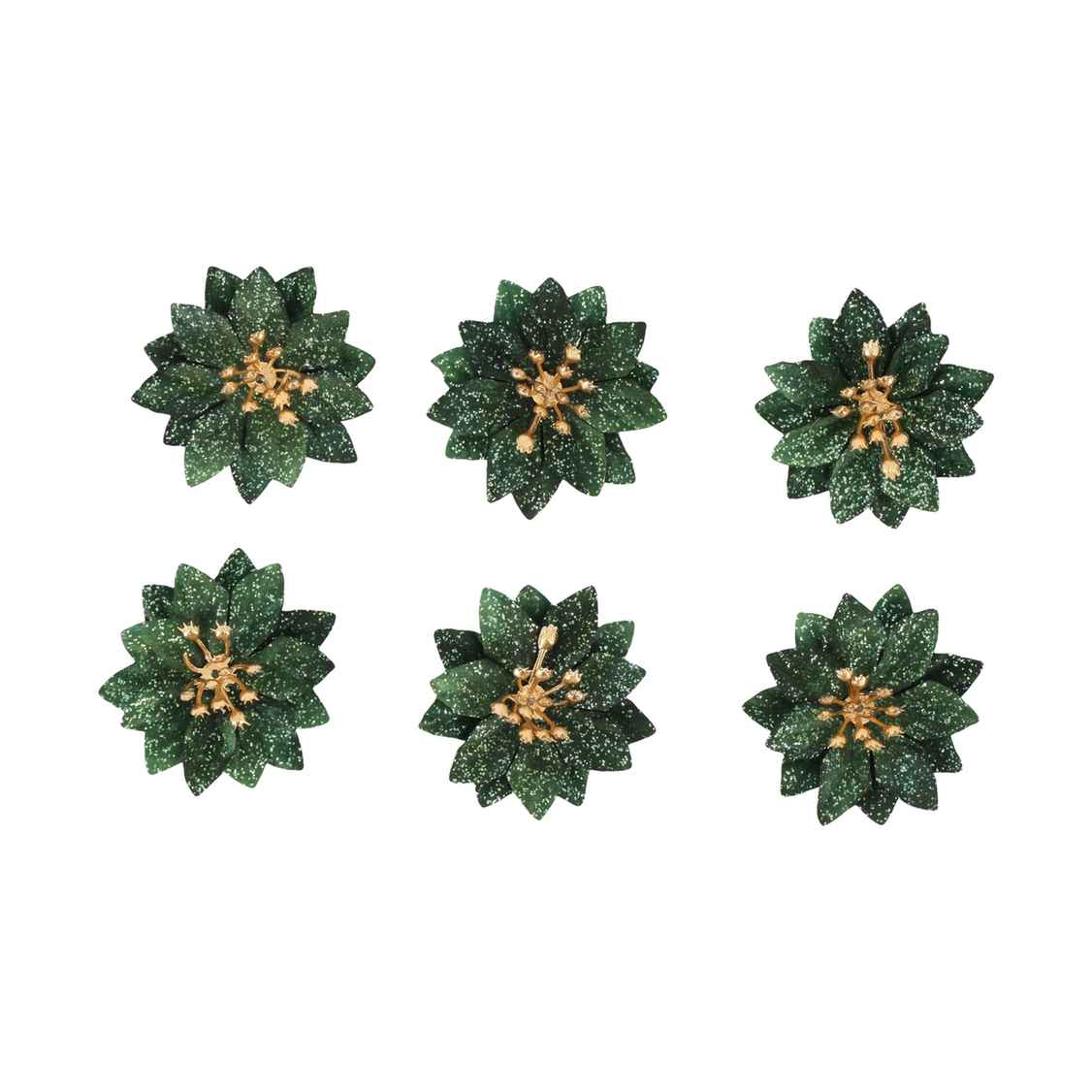 Poinsettias pailletés adhésifs en velours Ø5,5cm (6pcs)