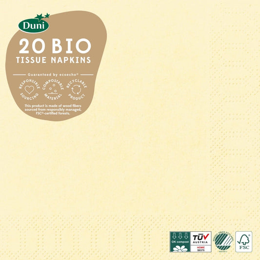 Serviettes Crème 33x33cm 3 plis (20pcs)