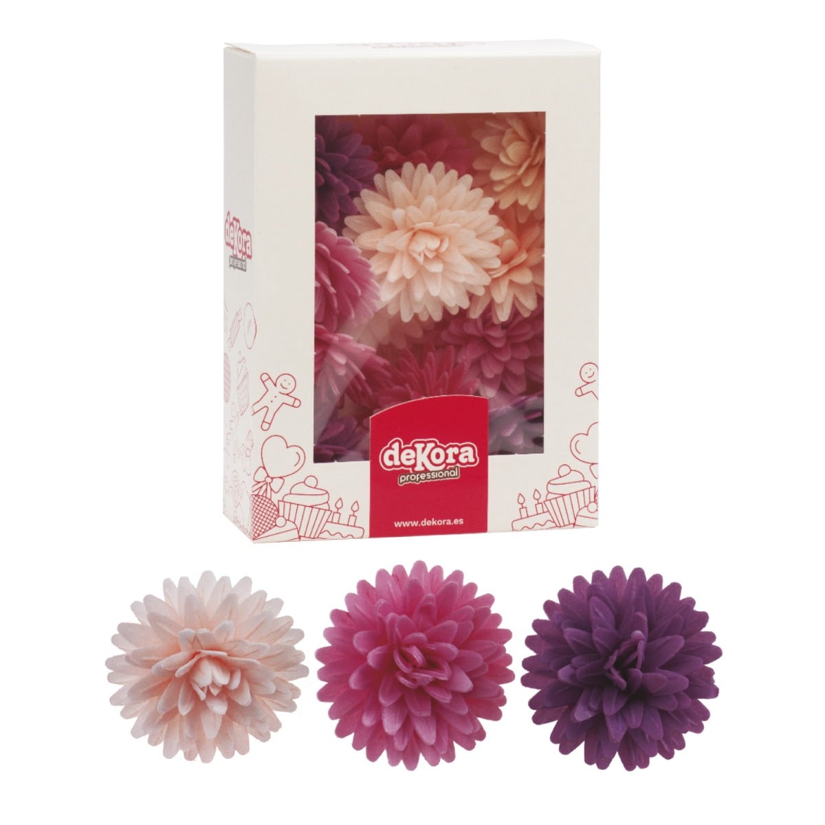 Décos comestibles - Pompons Fleurs Violet 4.5cm (12pcs)