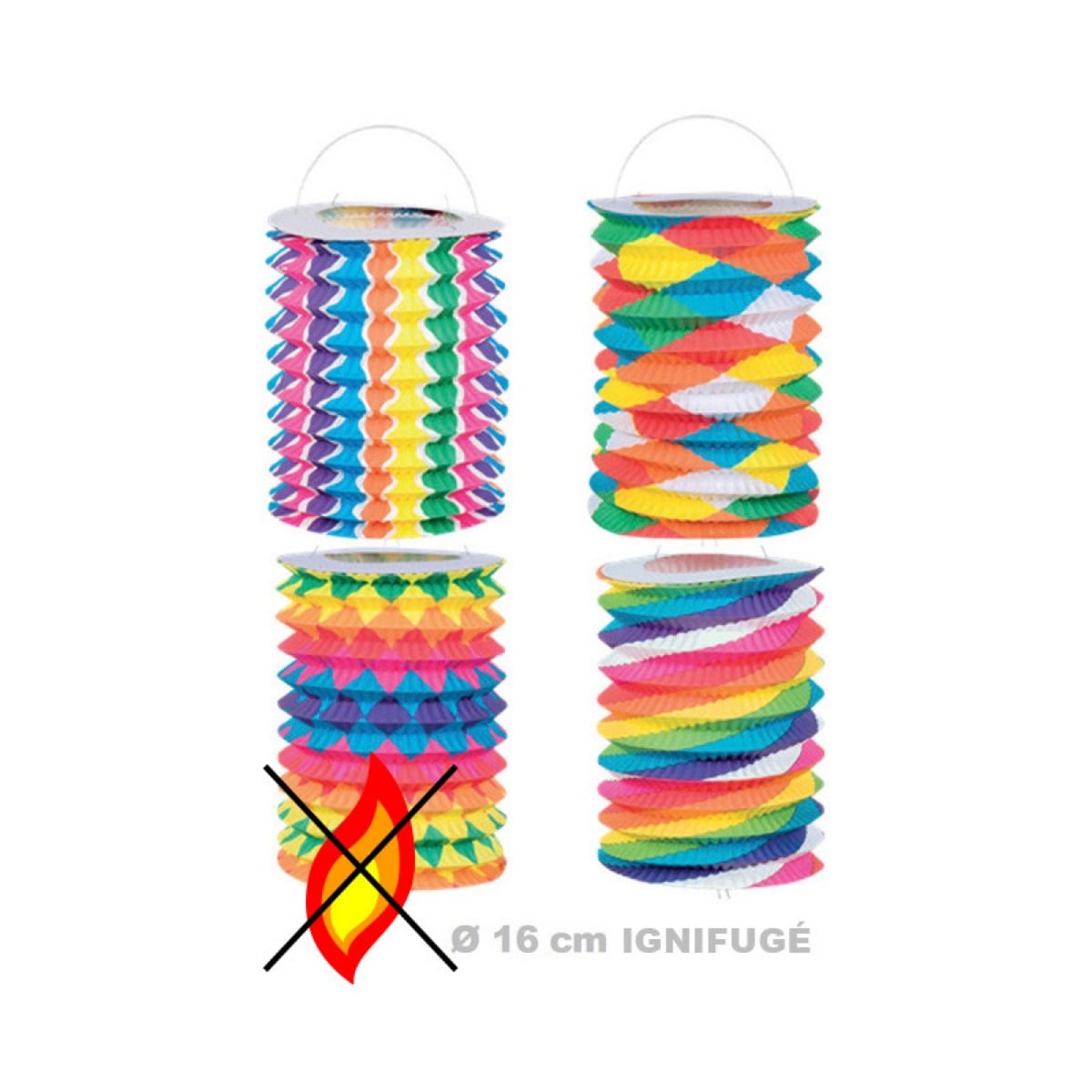 Lampion cylindrique multicolore ignifuge
