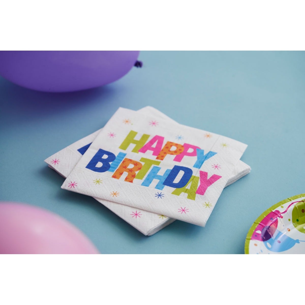 Serviettes Happy Birthday 33x33cm 3 plis (20pcs)