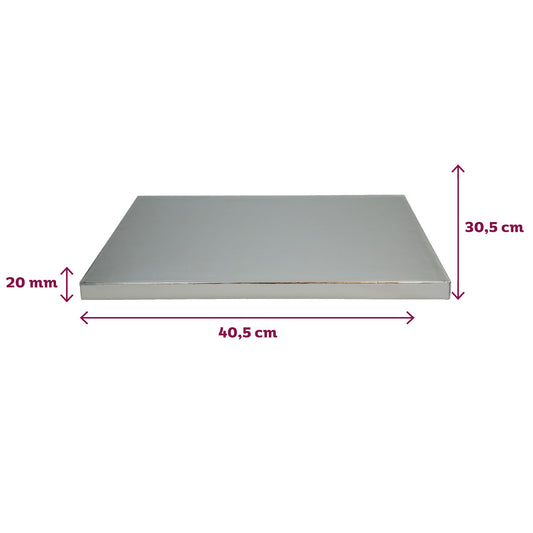 FunCakes Cake drum rectangulaire argent (40.5 x 30.5 cm, 20mm)