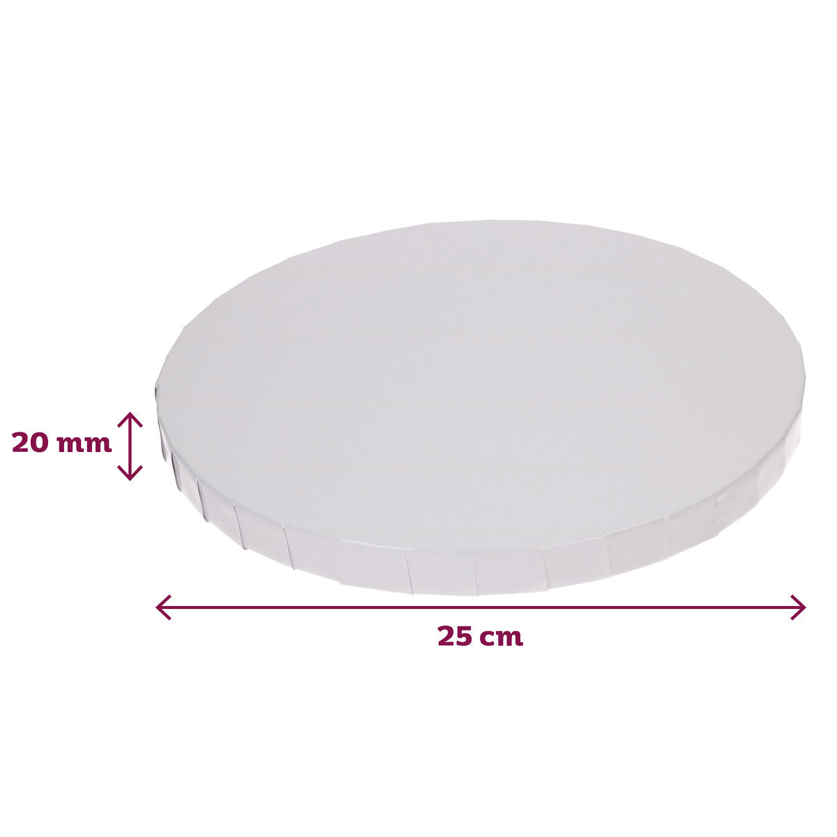 FunCakes Cake drum rond blanc (Ø25 cm, 20mm)