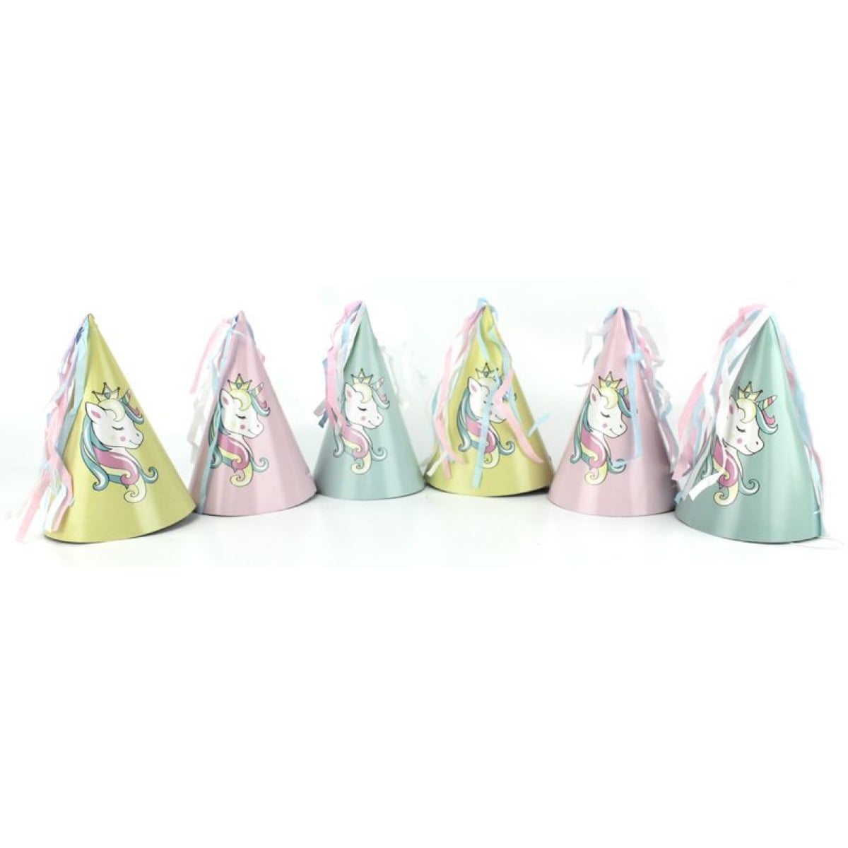 Chapeaux Licornes avec rubans papier (6pcs)