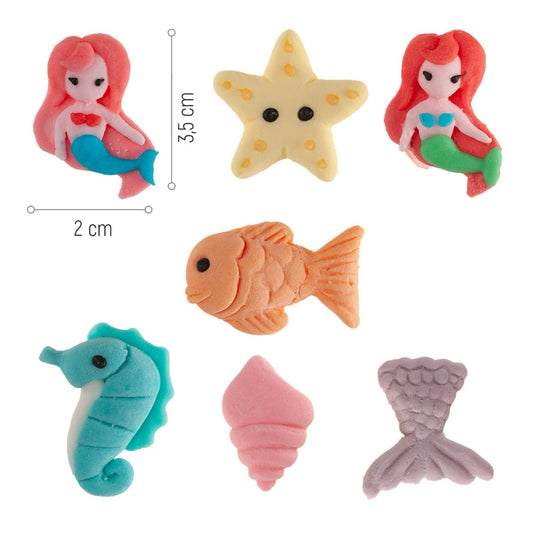 Décorations en sucre - Sirène (7pcs)