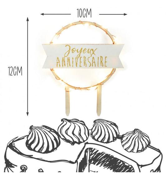 Cake topper LED Joyeux Anniversaire