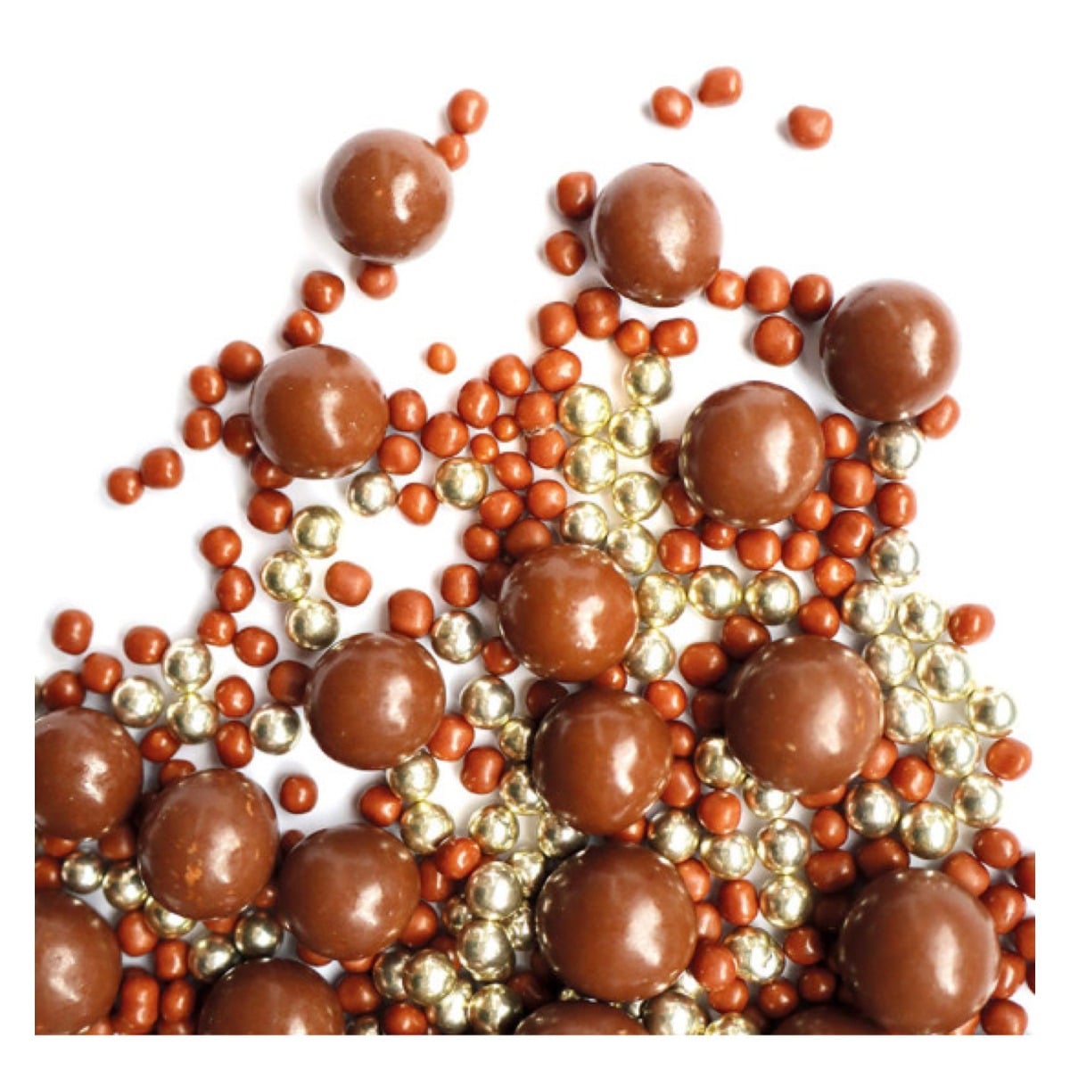 Décorations Perles chocolat et or