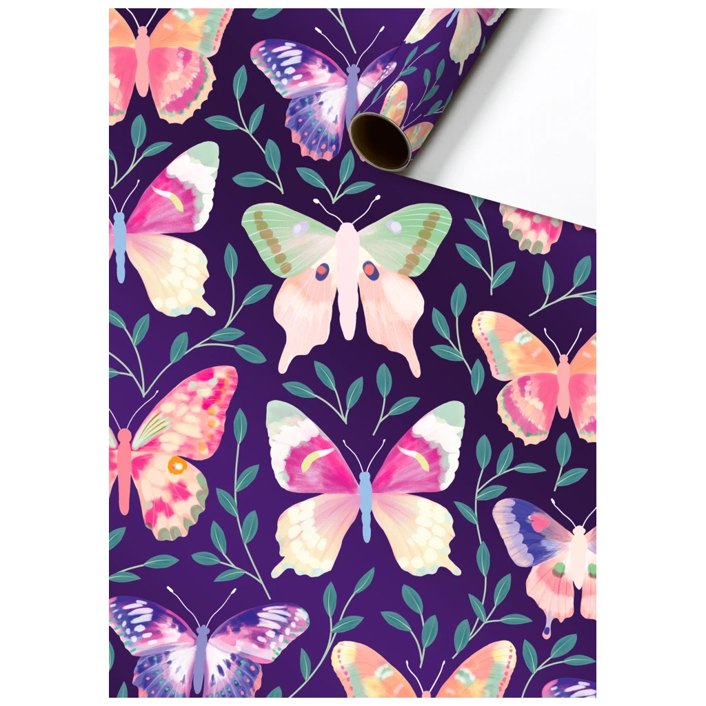 Papier cadeau Louka violet foncé (70 cm x 1.5 m)