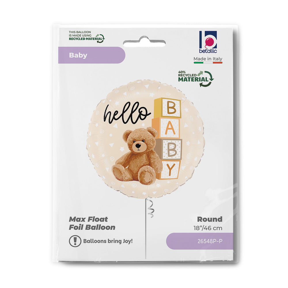 Ballon alu Ourson Hello Baby - 46cm