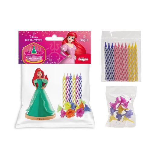 Décoration de gâteau - Kit Ariel avec bougies