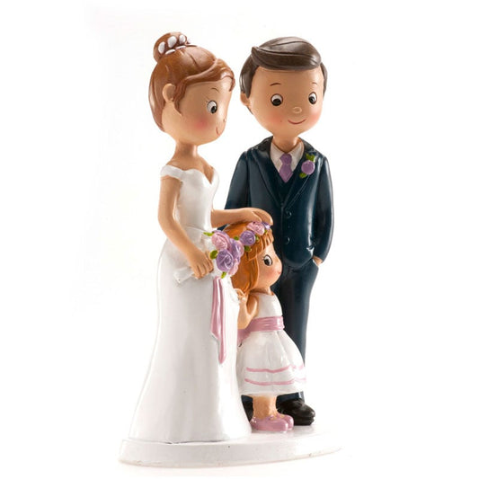 Figurine Résine - Mariés avec fille (16cm)