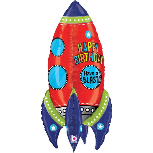 Ballon Alu - Fusée Happy Birthday (91cm)
