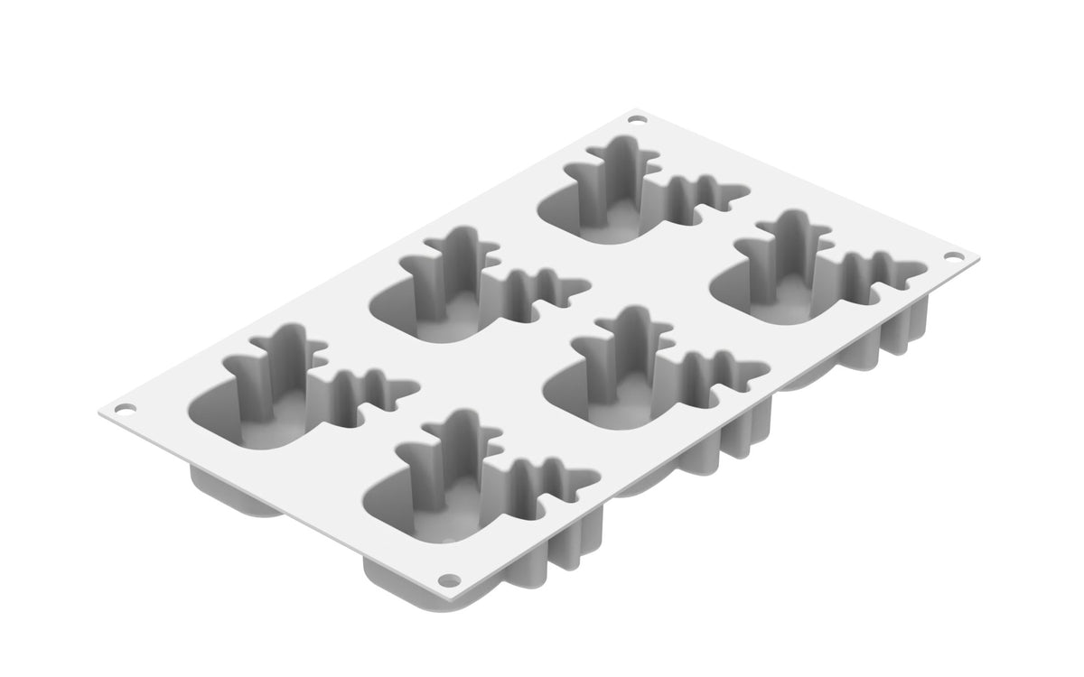 Moule en silicone Rudolph renne + emporte-pièce (6 x 100 ml)