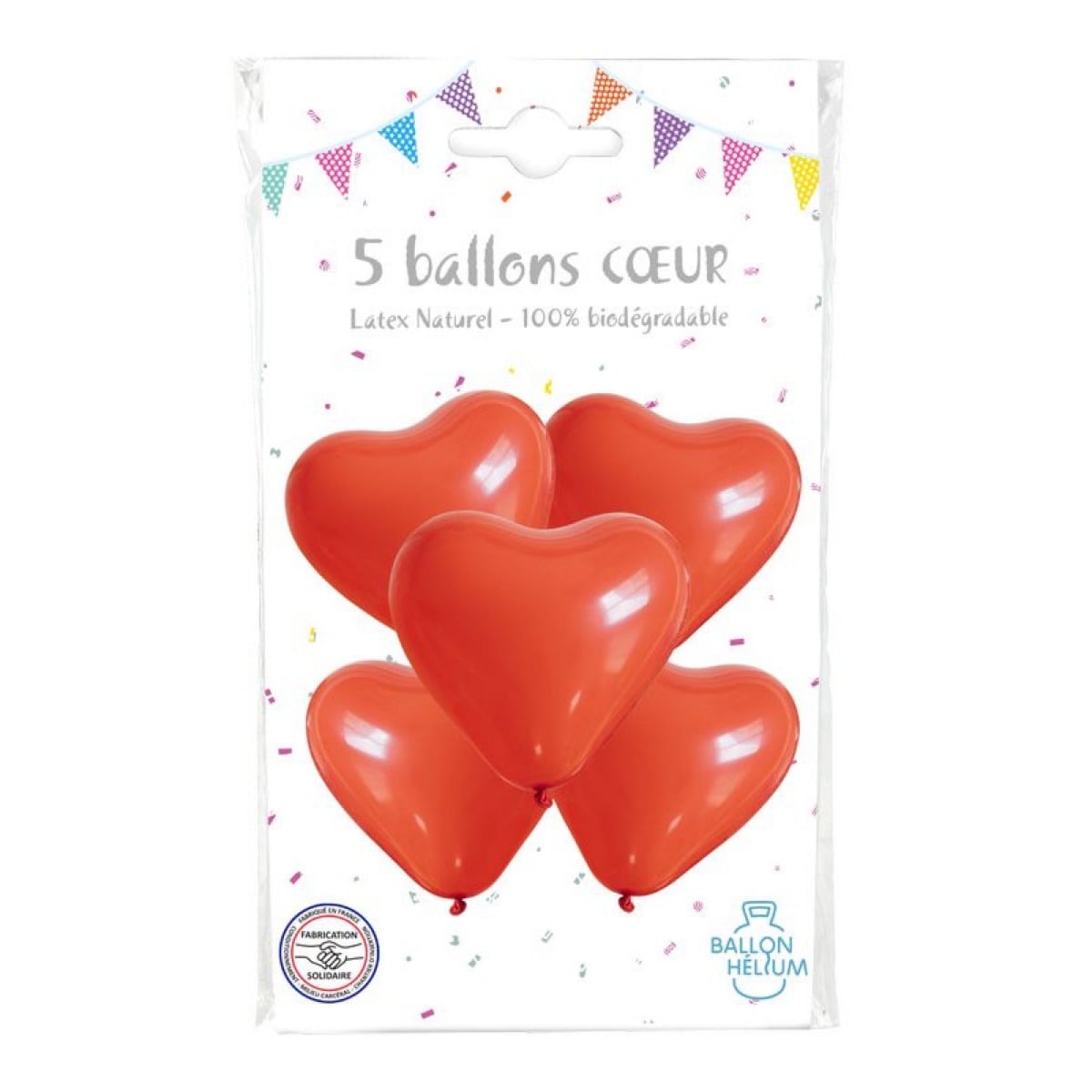 Ballons en coeur - Rouge (5pcs)