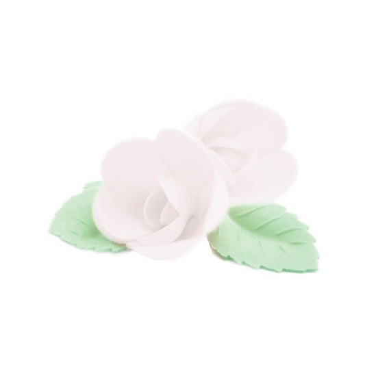 ScrapCooking Roses blanches et feuilles vertes en azyme (4 + 6 pièces)