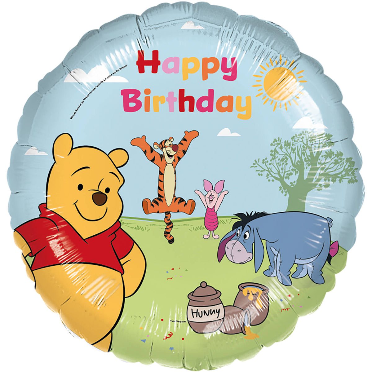 Ballon Alu Winnie l'Ourson Happy Birthday - 45cm