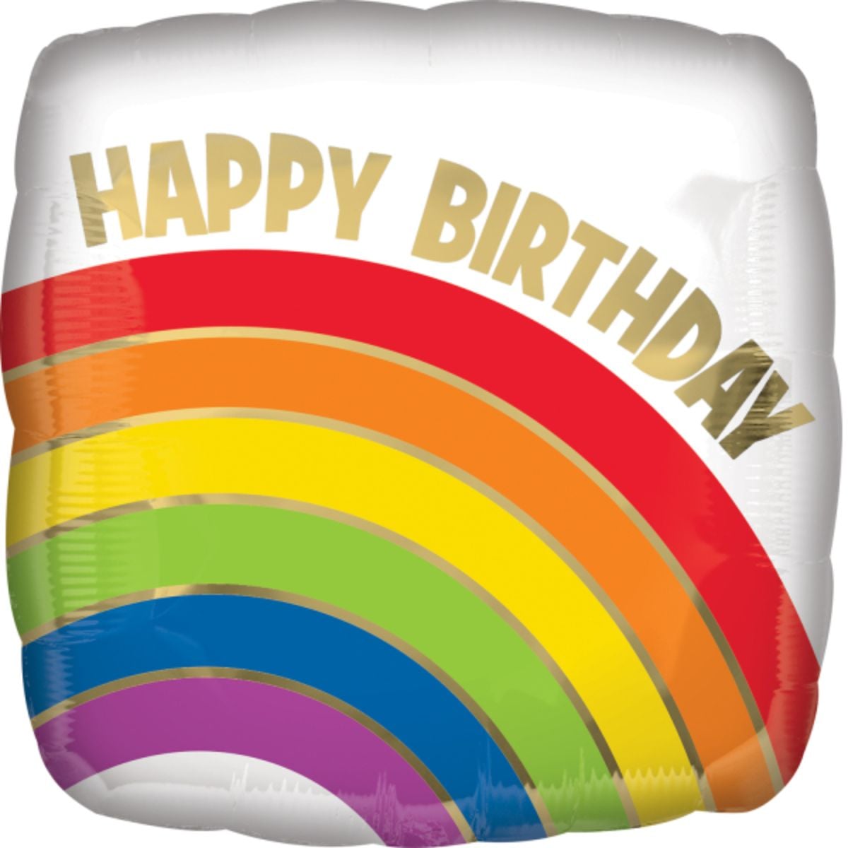 Ballon Alu carré - Happy Birthday - Arc-en-ciel