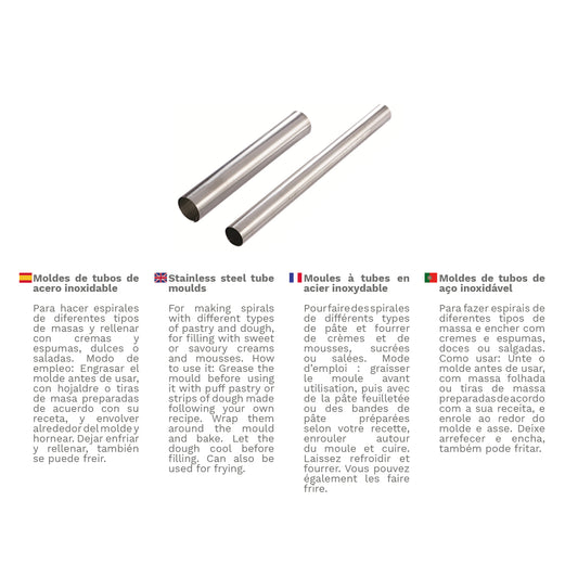 Moule tube à cannoli en inox (Ø 16 x 200 mm)