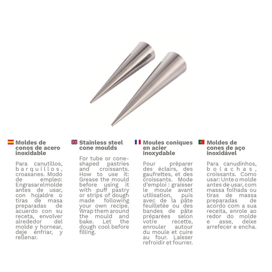 Moule cône à cornets en inox (Ø 40 x 160 mm)