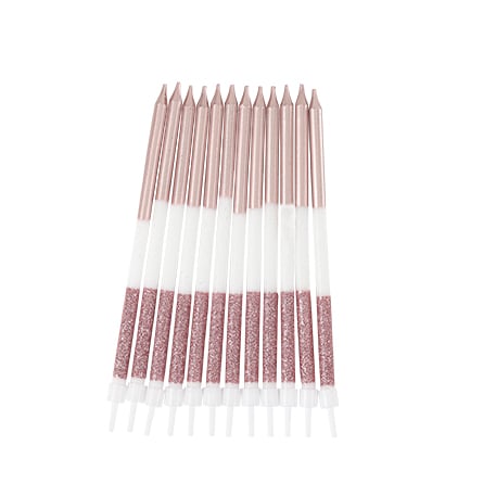 12 Bougies Rose gold et Paillettes - 12,5cm