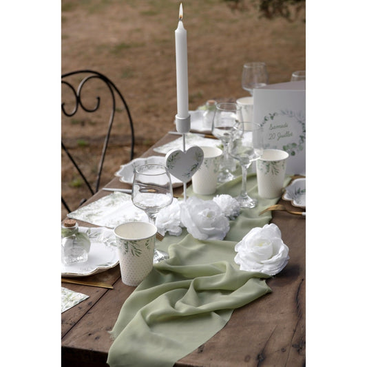 Chemin de table Crêpe - Sauge
