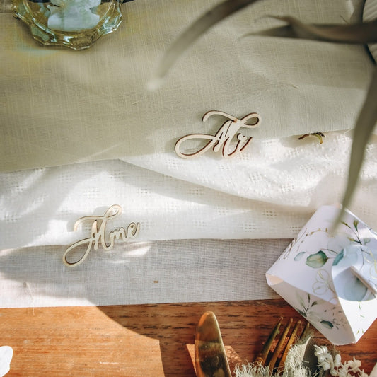 Déco de table en bois - Mr/Mme