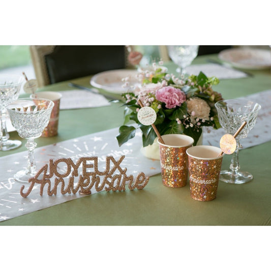 Centre de table - Joyeux Anniversaire RoseGold