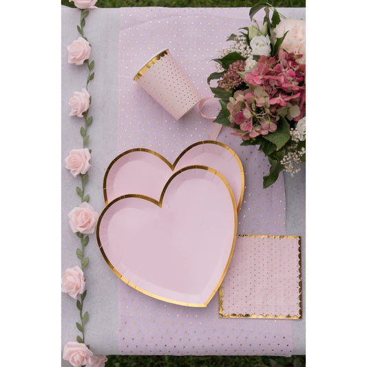 Assiettes coeur - Rose (10pcs)