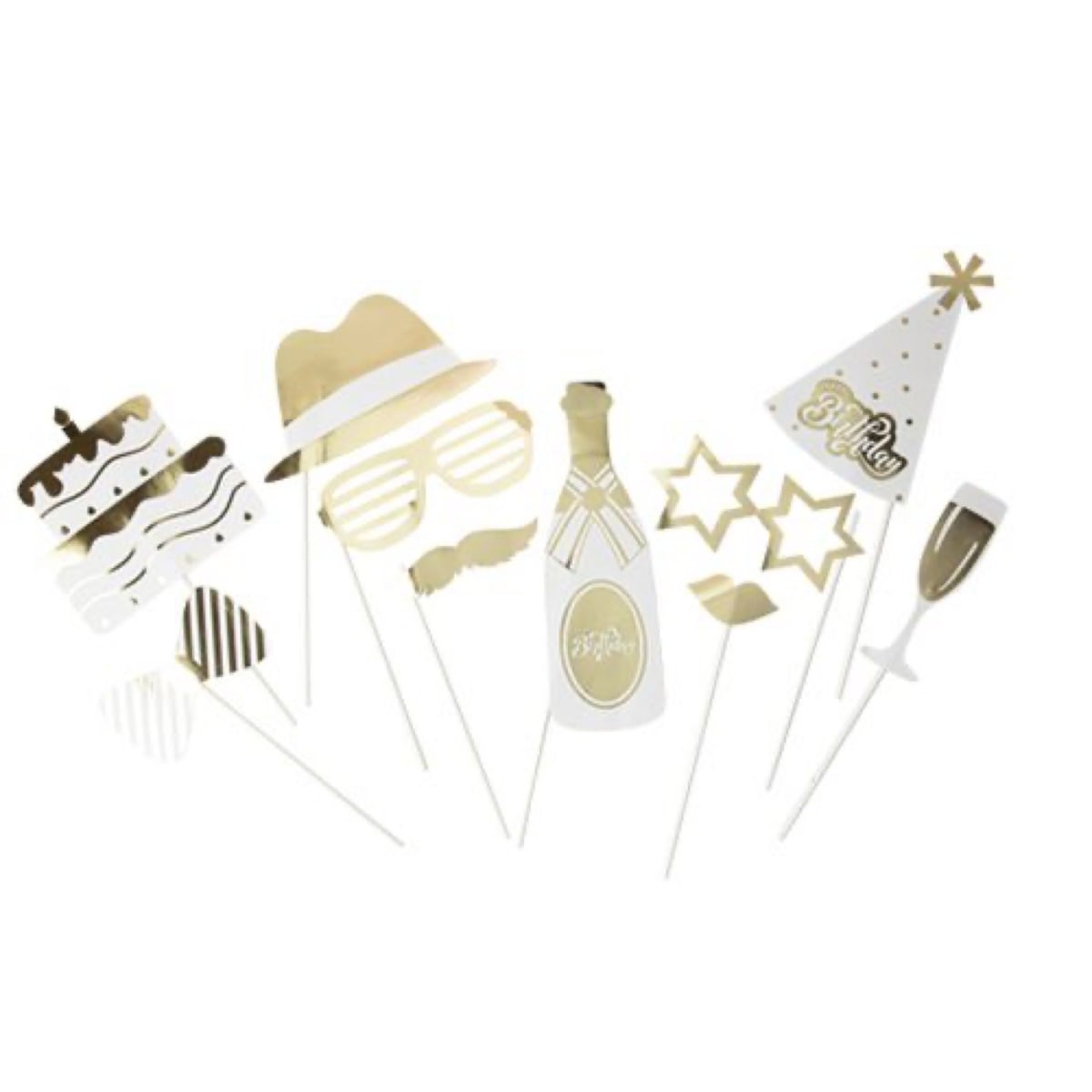 Kit Photobooth - Happy Birthday Or (10pcs)