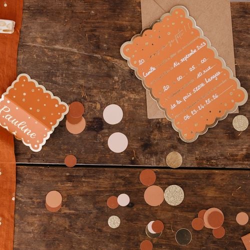 Confettis Ronds Terracotta, Or et Paillettes