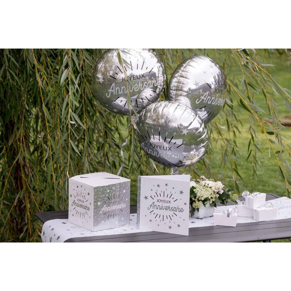 Ballon Joyeux Anniversaire Argenté 45cm