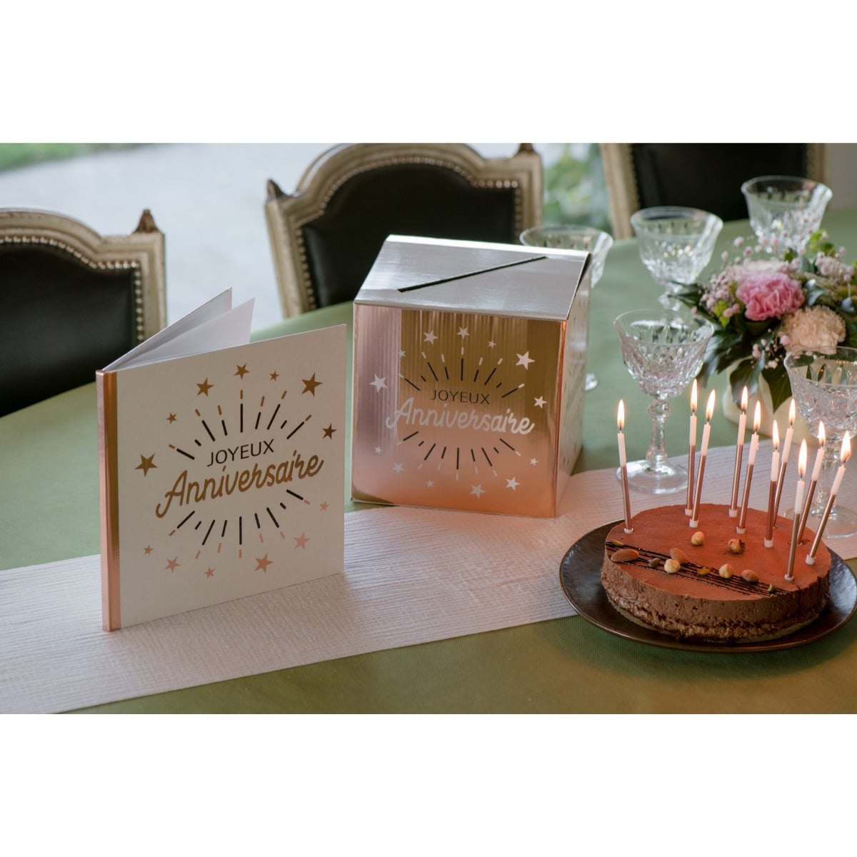Livre d'Or "Joyeux Anniversaire" Etincelle Rosegold