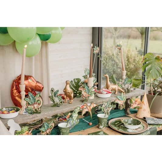 Décorations à poser Dinosaures papier vert (6 pièces)