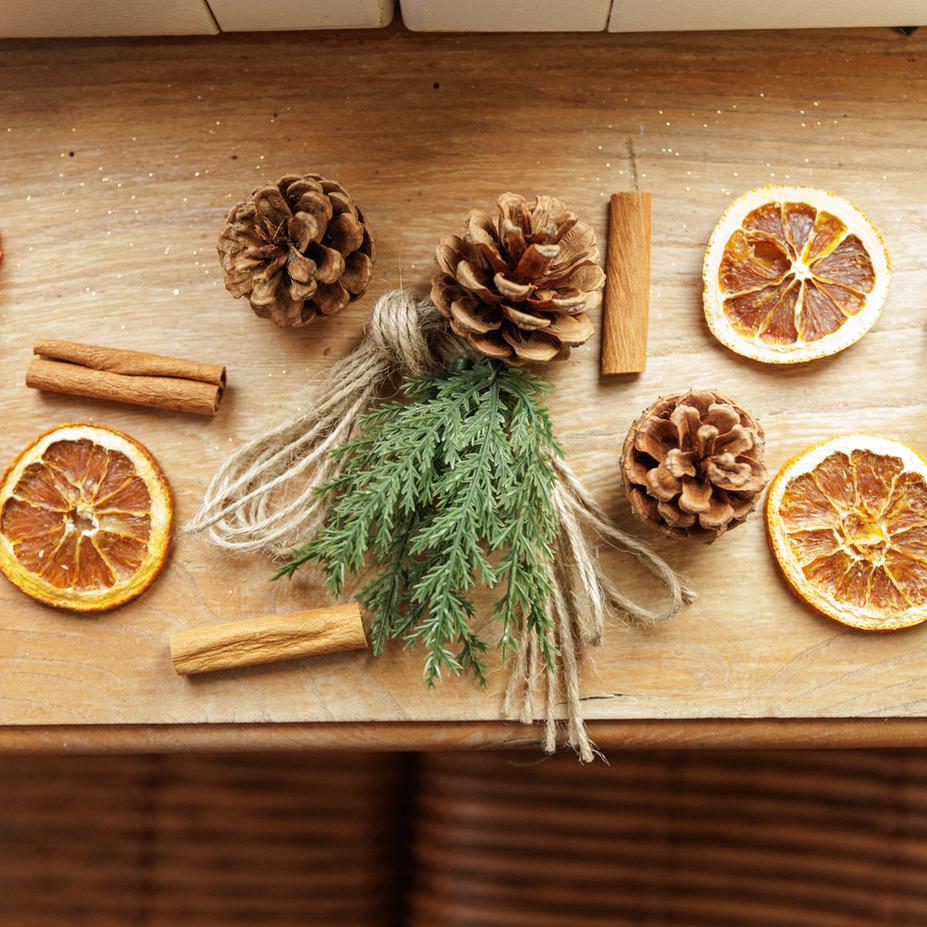 Assortiment Sapin, Oranges Séchées, Cannelle et Pommes de Pin (13pcs)