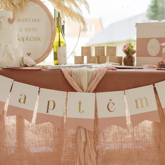 Guirlande Baptême - Rose