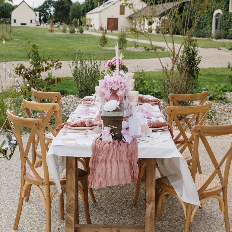 Confettis Baptême Rose Blanc et Or