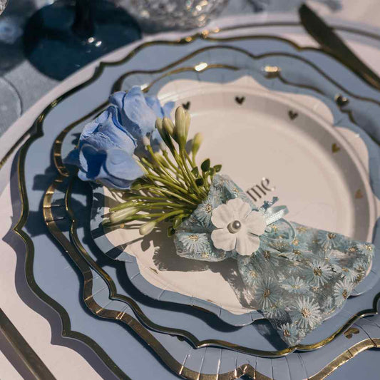 Assiettes Baptême - Bleu