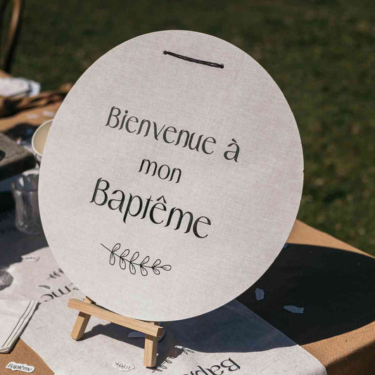 Pancarte "Bienvenue à mon Baptême"