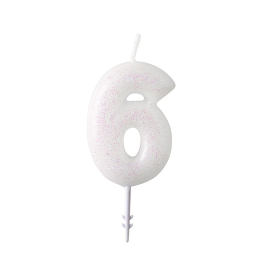 Bougie blanche pailletée - 6