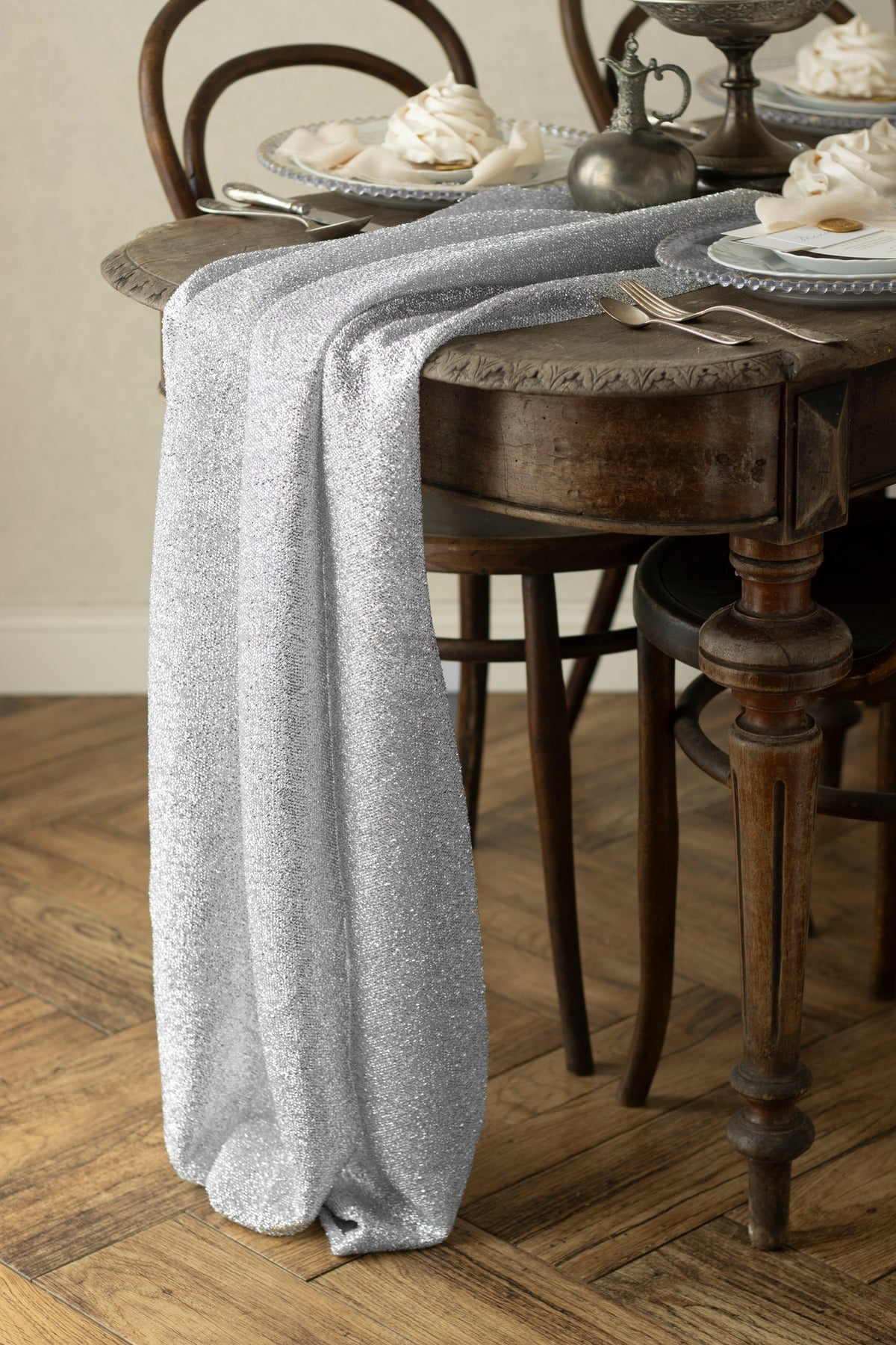 Chemin de table métallisé - Argent (3m)