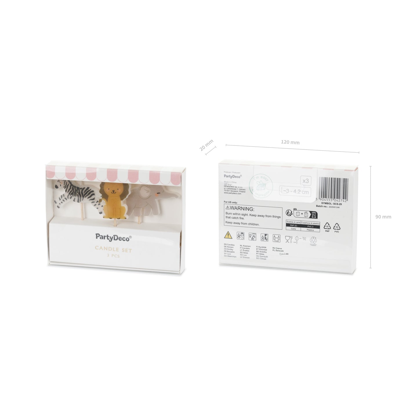 Bougies Safari (3pcs)
