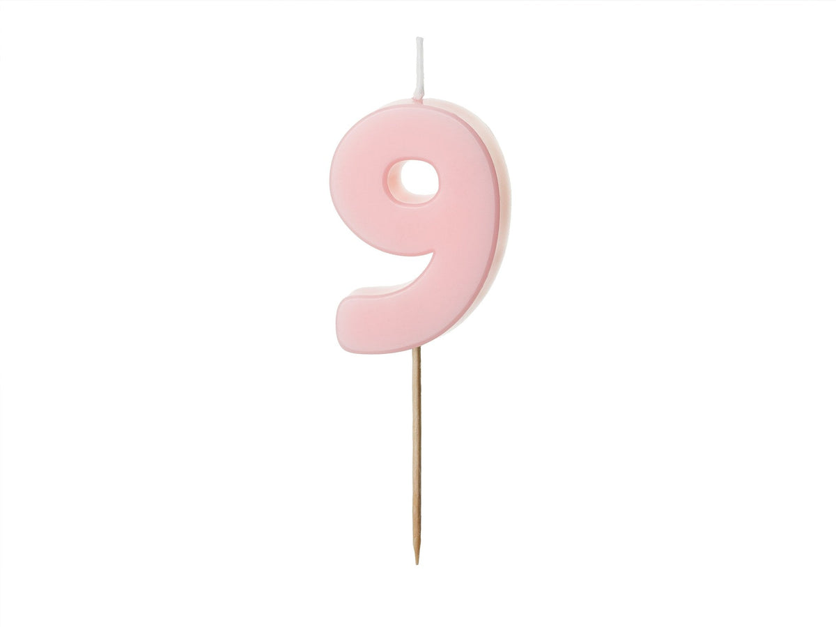 Bougie chiffre 9 rose clair (5.5cm)