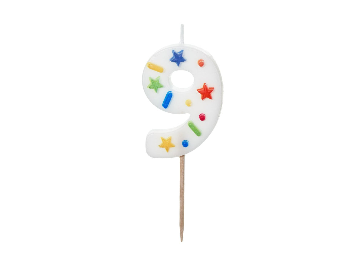 Bougie chiffre 9 confettis (5.5cm)