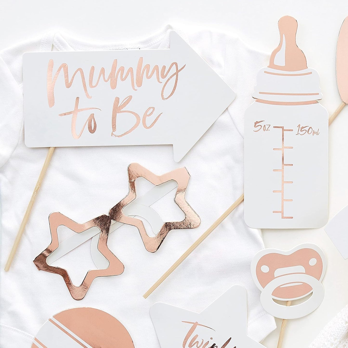 Accessoires PhotoBooth Baby Shower - RoseGold