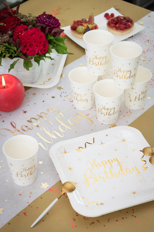 Assiette Happy Birthday Or (10 pcs)