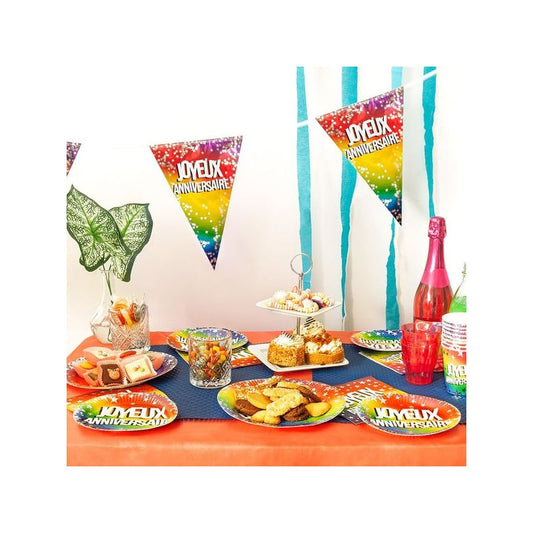 Guirlande Joyeux anniversaire fanions multicolores