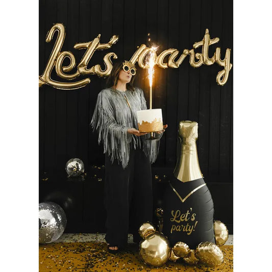 Ballon en alu - Bouteille de champagne Let's Party