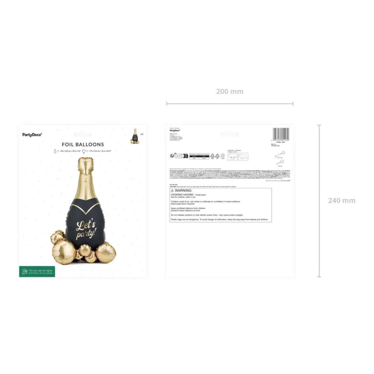 Ballon en alu - Bouteille de champagne Let's Party